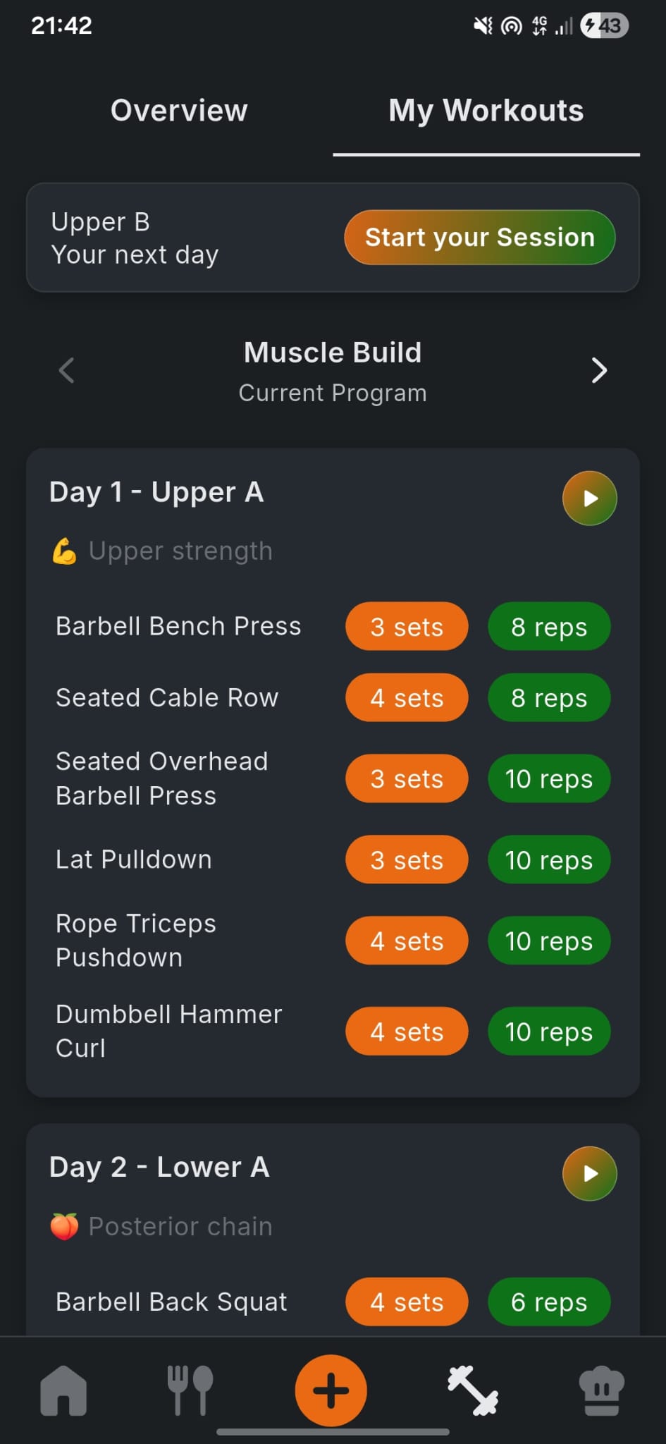Ziko AI workout screen